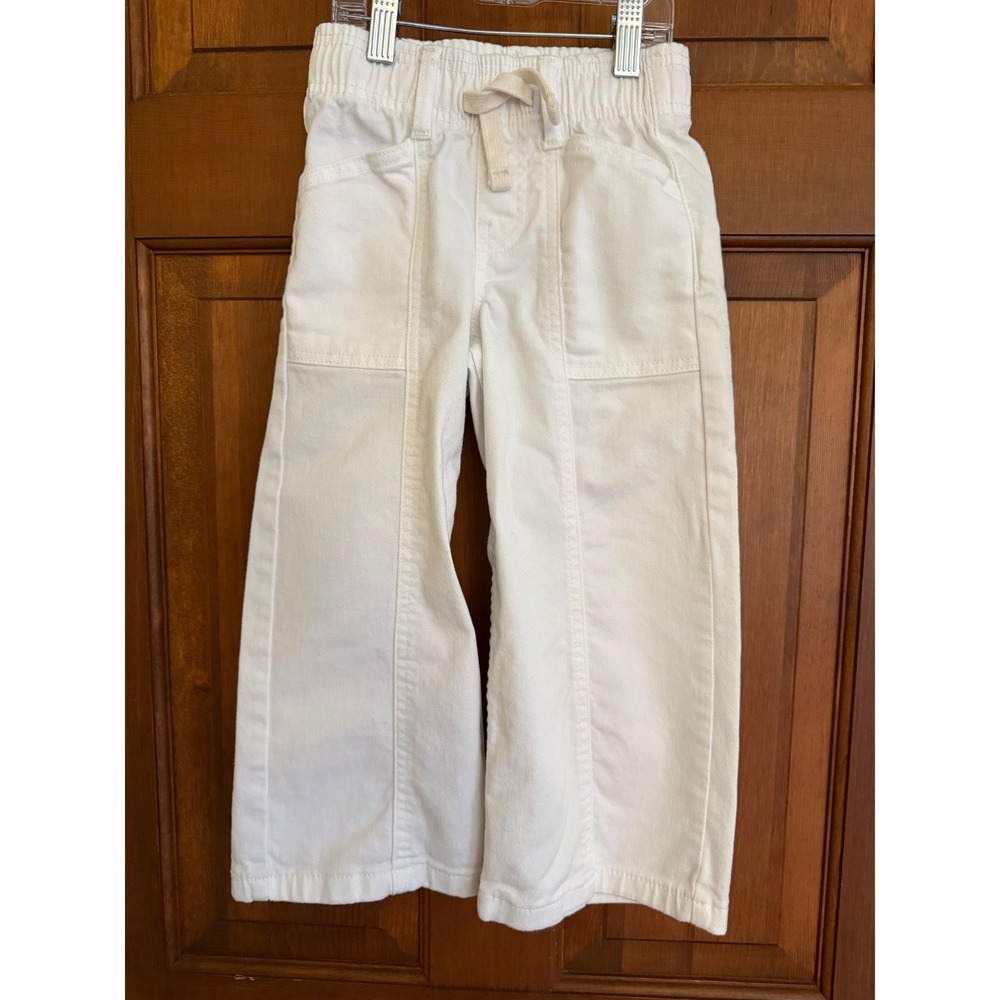 GAP Kids Easy Wide-Leg Jean Girls XS (4-5) White Pull-On Cotton Stretch‎